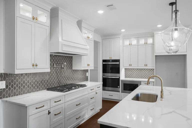 CAD Home Crafters & Designs - Builder for custom homes Craftsman style home in Rockingham County, NC, large kitchen with custom millwork, chandelier and telework.